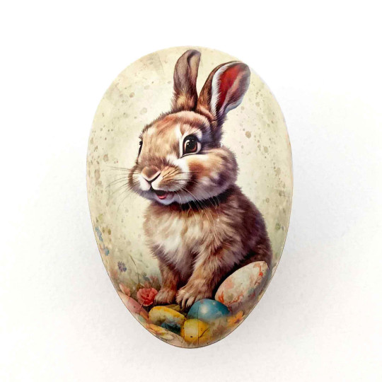 3-1/2" Smiling Bunny Papier Mache Easter Egg Container ~ Germany